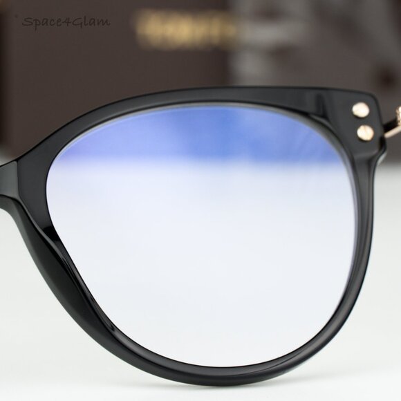 Tom Ford Women Eyeglasses Black Rose Gold Blue Light Block Round FT5770 001 NEW